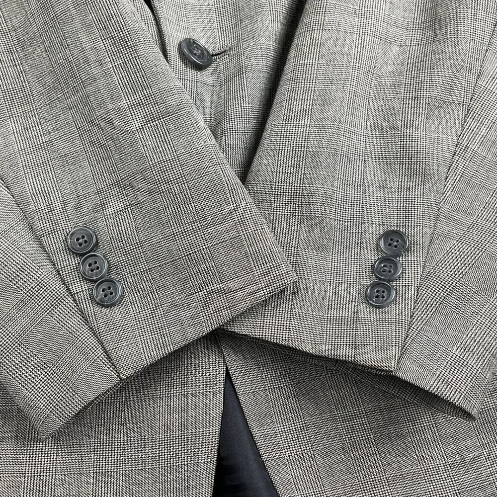 Sterling & Hunt Kuppenheimer Blazer Men 44 Black White Plaid Premier‎ Ed USA VTG